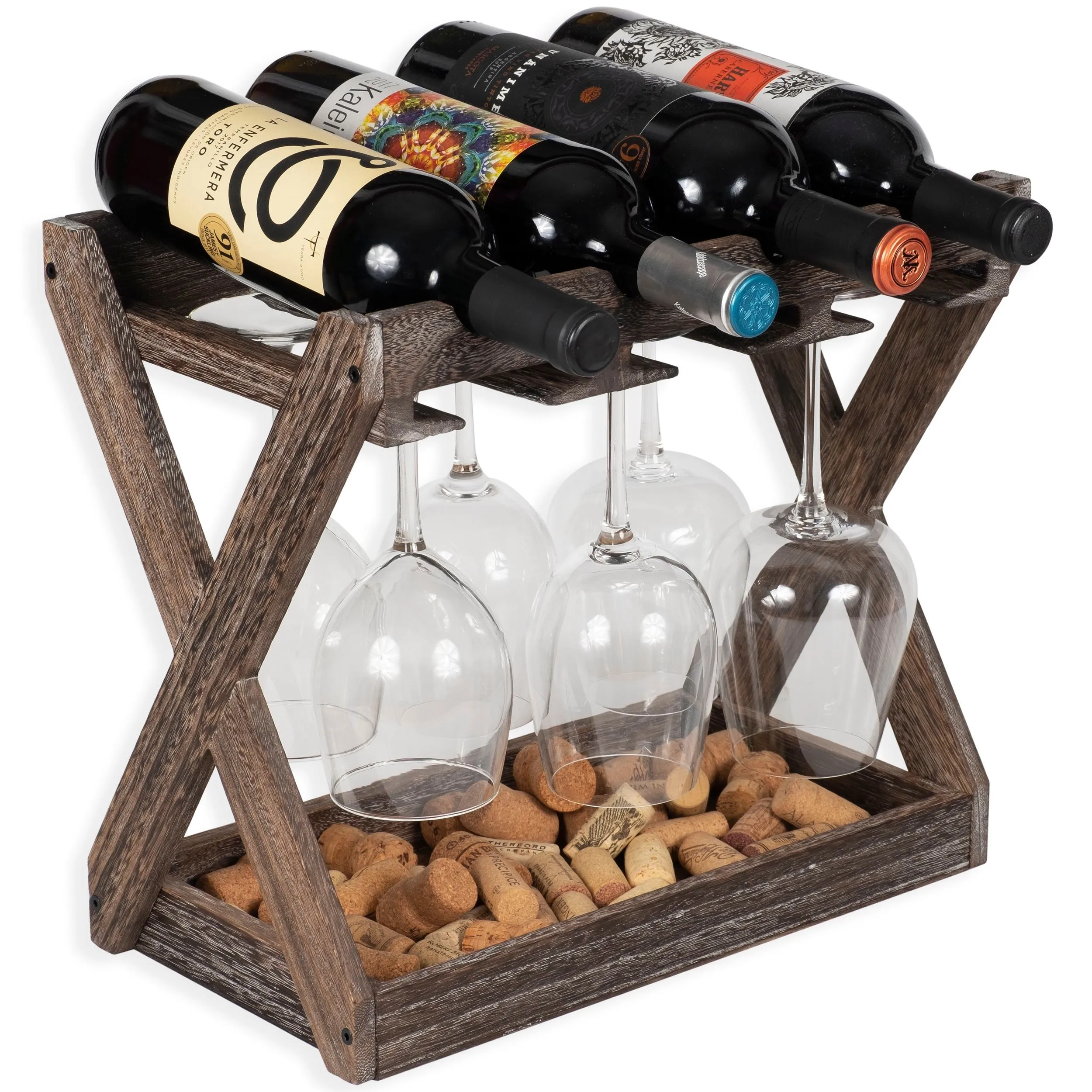 Rustic State Cava Tabletop Wine Rack and Stemware Holder