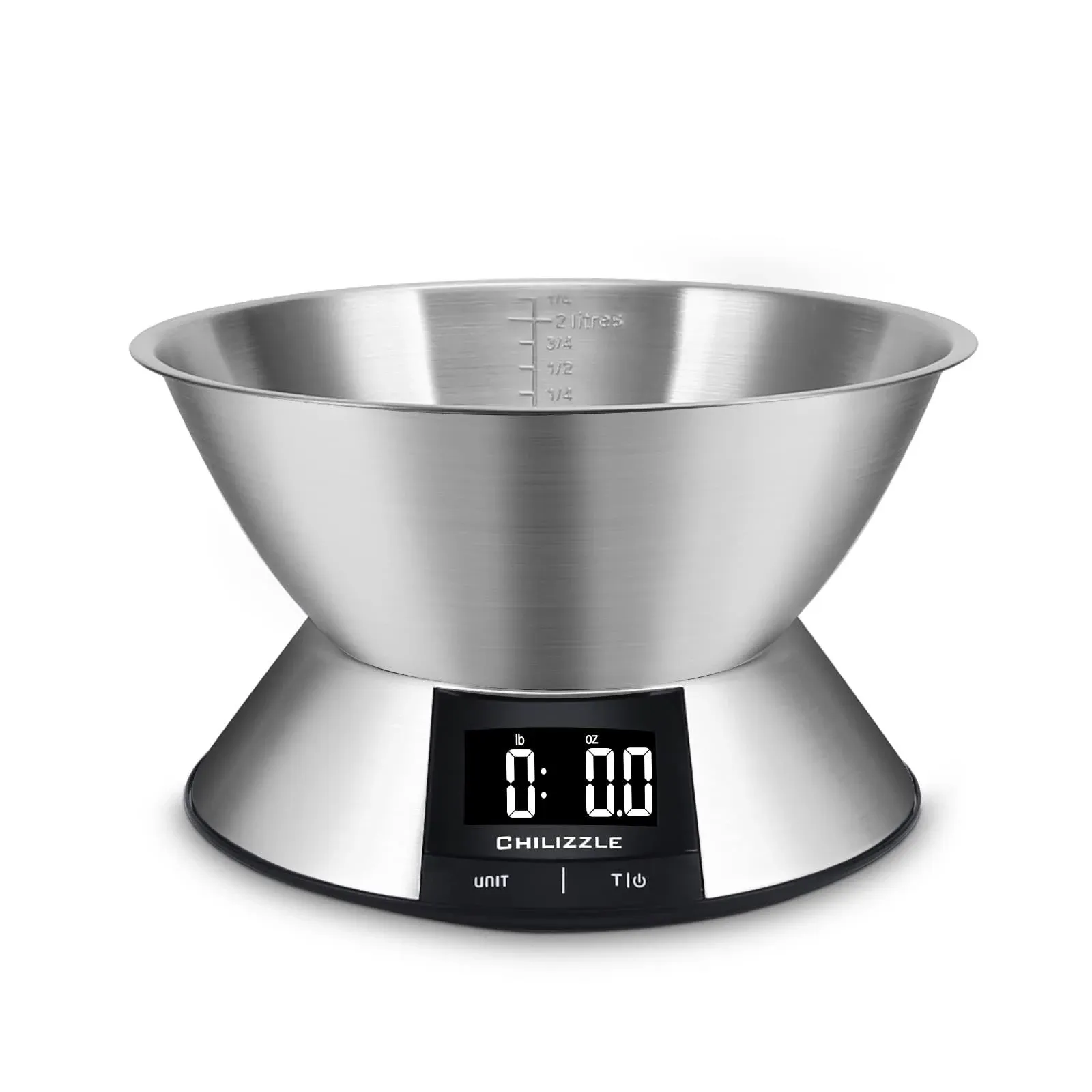 Chilizzle Food Scale with 304 Stainless Steel Bowl, Measures Liquids and Dray ...