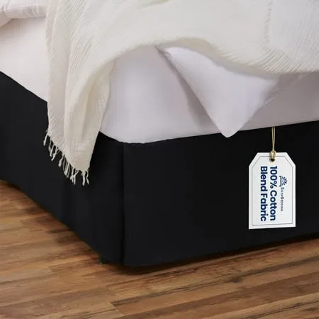 Tailored Bed Skirt - 14 inch Drop Black Twin Bedskirt with Split Corners (Available in 14 Colors) Blissford