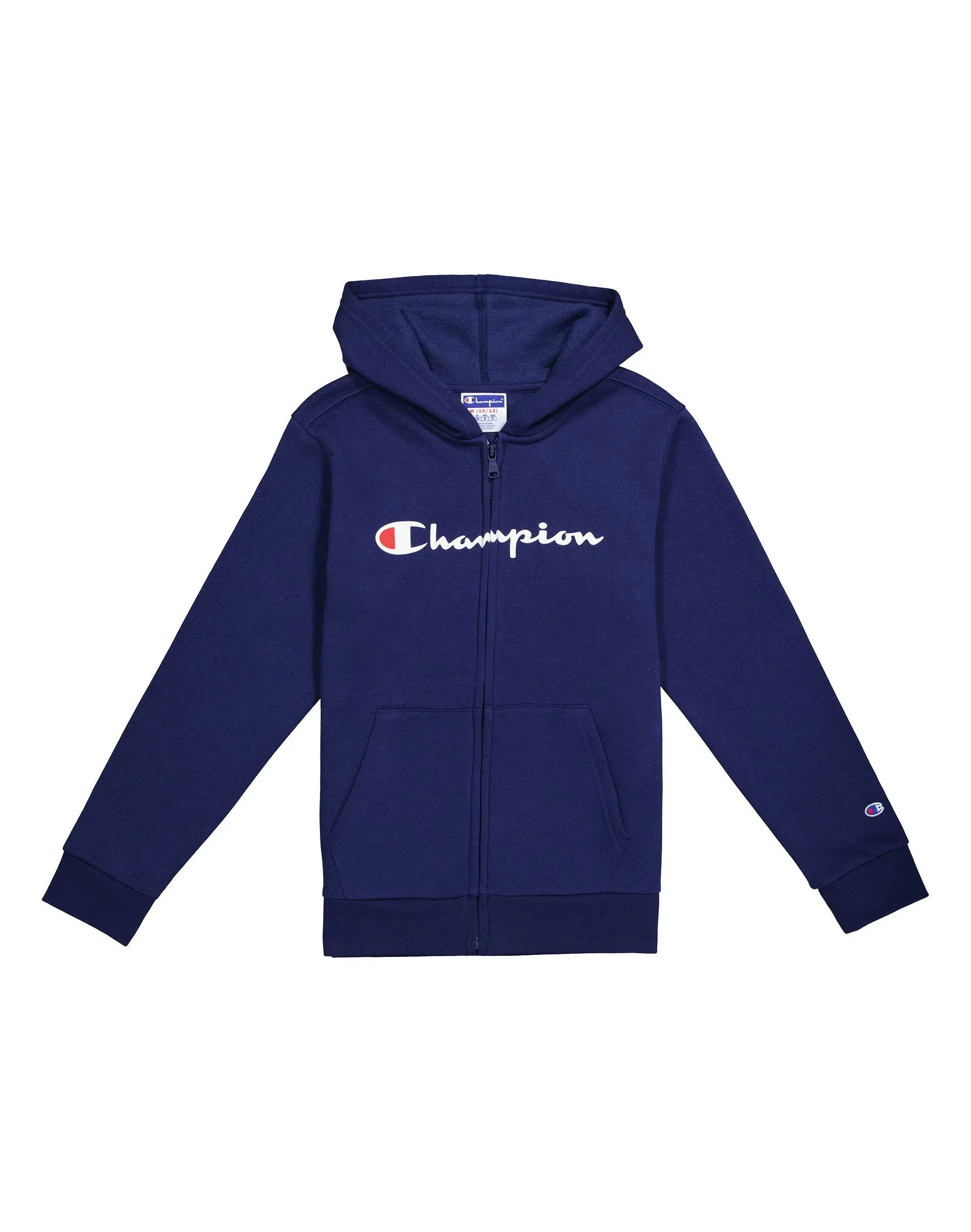 Champion Boy's Powerblend Classic Script Logo Full-Zip Hoodie - 7/8 - Blue - Boys ...