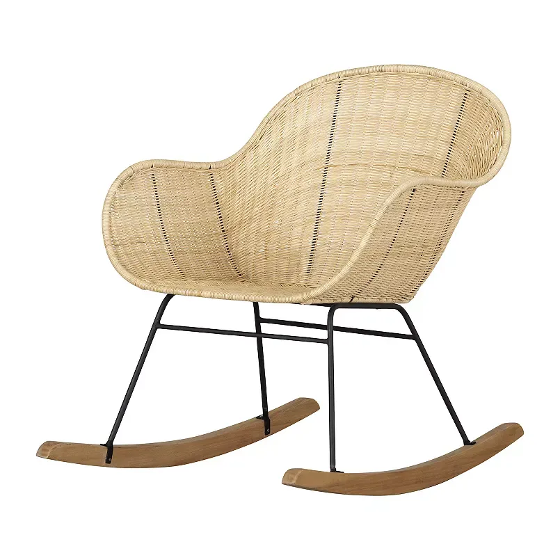 Balka Rocking Chair, Black Rattan - Tropical - Outdoor Rocking Chairs - by Bison Commerce | Houzz