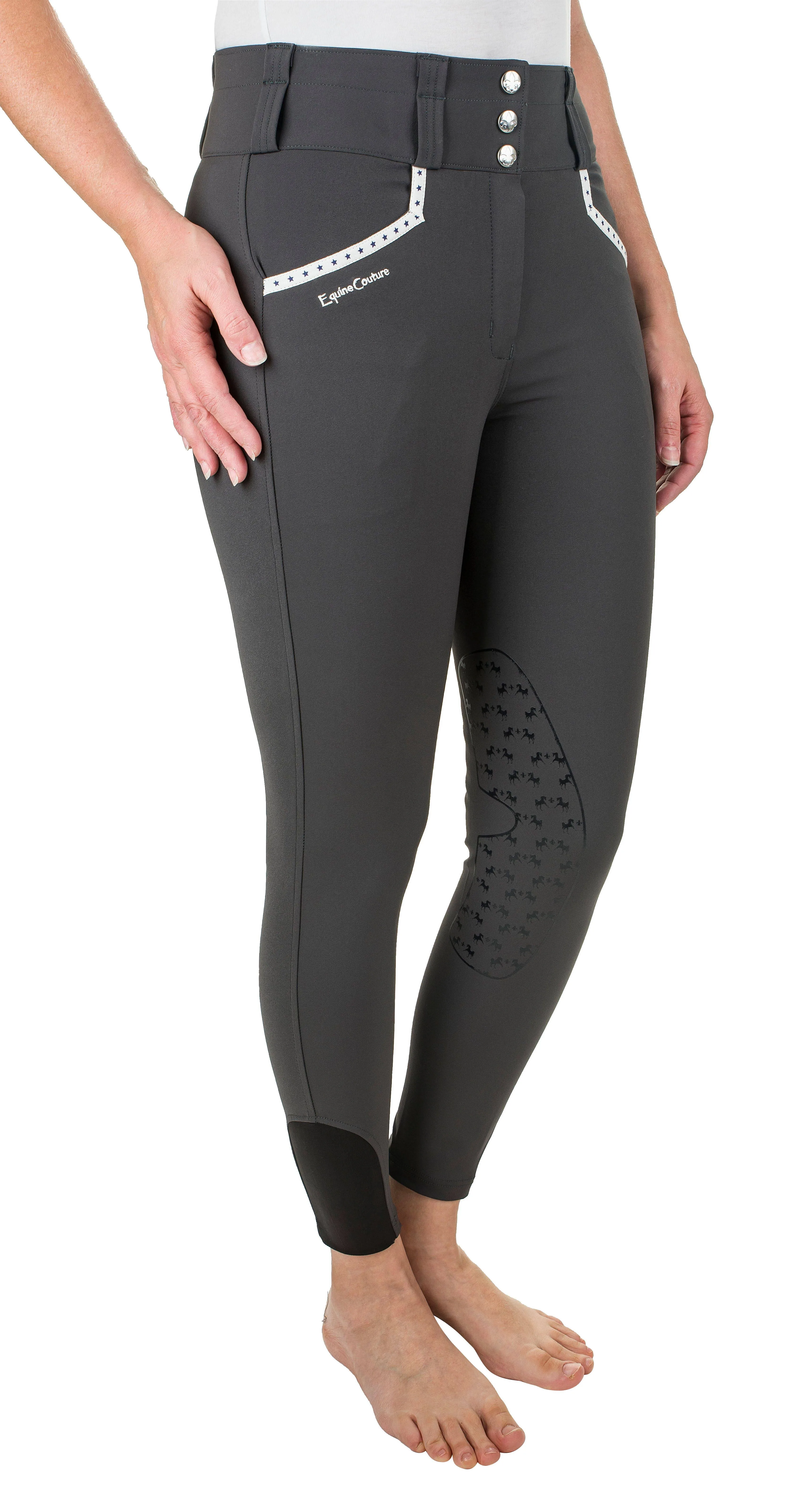 Equine Couture Ladies Nicole Knee Patch Breech 32 / Charcoal