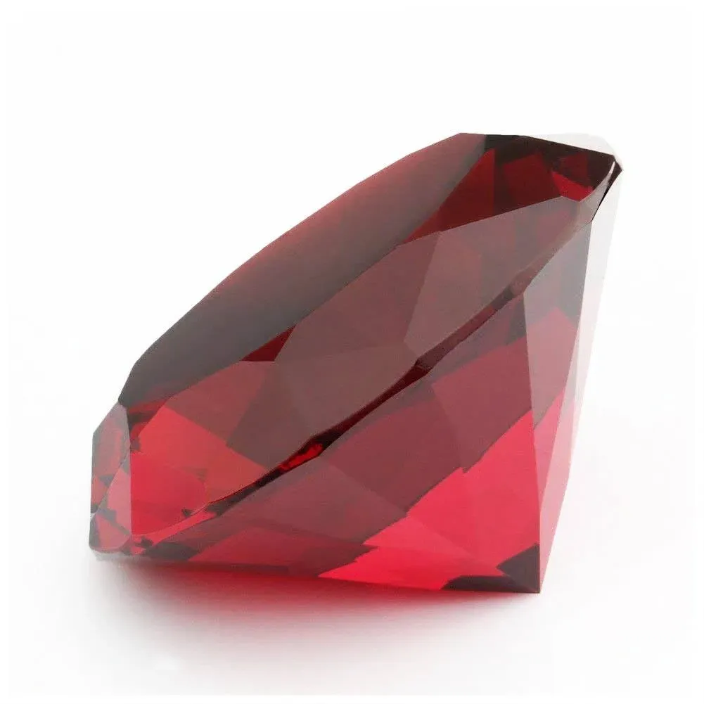 Red Crystal Glass Diamond Shaped Decoration, Big Ruby 60mm Jewel Paperweight ...