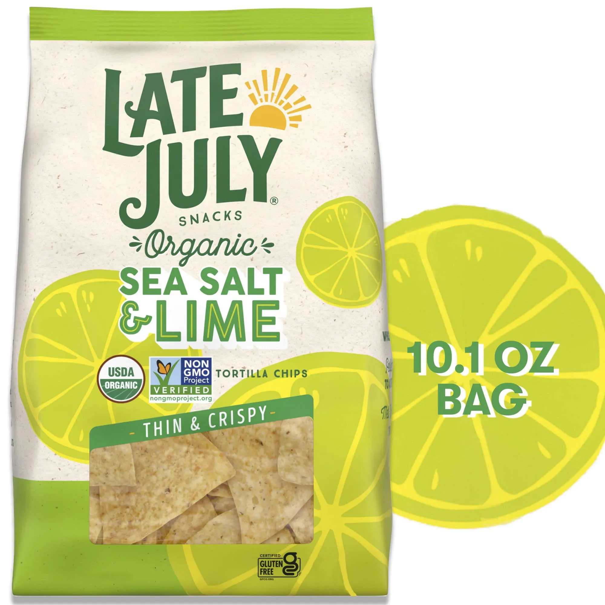 Late July Thin and Crispy Organic Tortilla Chips with Sea Salt and Lime