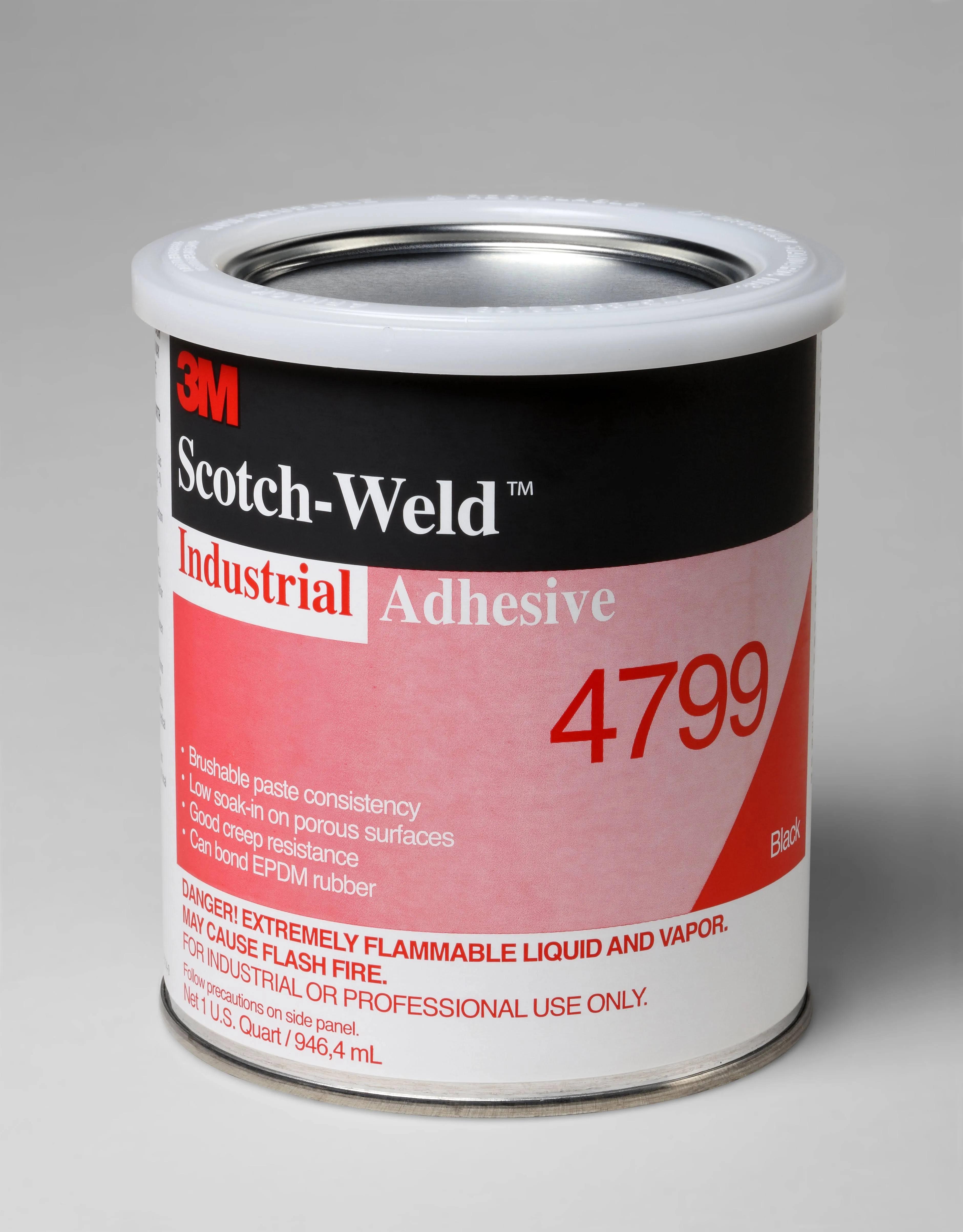 3M 4799 Black Industrial Adhesive 1 Quart