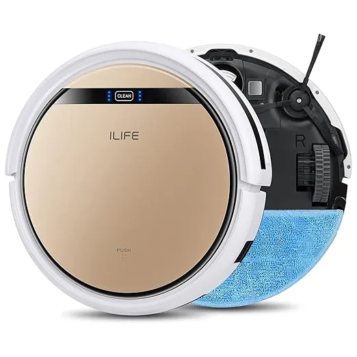 ILIFE V5s Plus Robot Vacuum and Mop Combo, Works with 2.4G WiFi, Alexa/App/Remote Control, Automatic Self-Charging Robotic Vacuum Cleaner, for Pet Hair, Hard Floor, Low Carpet (V5s Pro Upgraded)