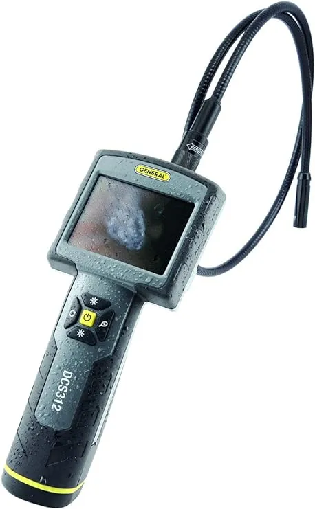 General Tools & Instruments Video Inspection Camera, Digital Display, 12mm Probe, 1m Length, Adjustable LED Lighting, Waterproof and Oil-Resistant