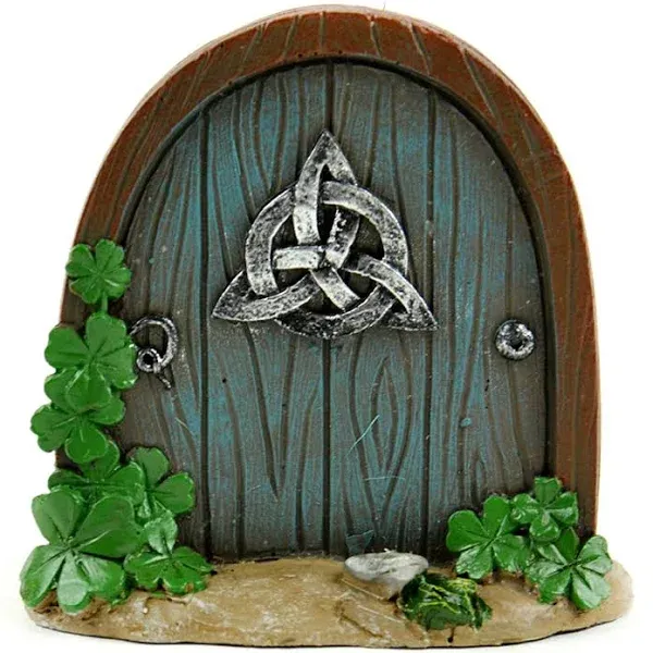 Miniature Celtic Door, Irish Door,  Blue Door, Celtic Symbol on Door, Shamrock Door, Leprechaun Hideaway, Fairy Garden Accessory,