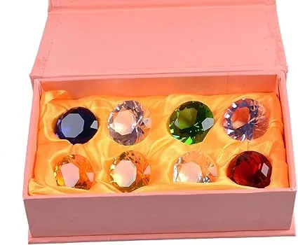 LONGWIN 30Mm (1.2 Inch) K9 Crystal Diamond Gems Birthstone Paper Weight Rainbow