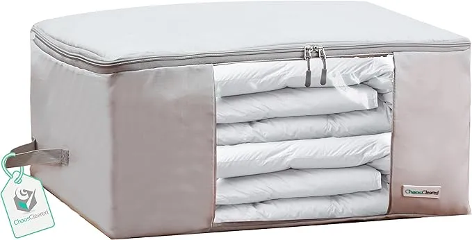 Comforter Storage Bag - Folding Organizer bag for King/Queen Comforters, Pillows, Blankets, Bedding/Quilt, Blanket, Duvet, Mothproof Space Saver; Large Collapsible Organizers, 24"x14"x11"