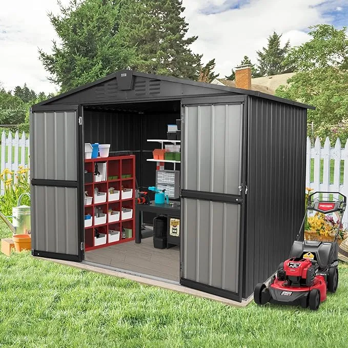 Domi Outdoor Storage Shed 8.2&#039;x 6.2&#039;,Patio Metal Garden Shed with Lockable Door