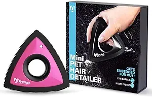 Analan Mini Pet Hair Remover for Car Detailing Supplies, Carpet Dog Hair Remover for Car Interior, Triangle Dog Hair Remover for Auto Detailing, Couch, Furniture, Lint, Carpet(Matte Black)