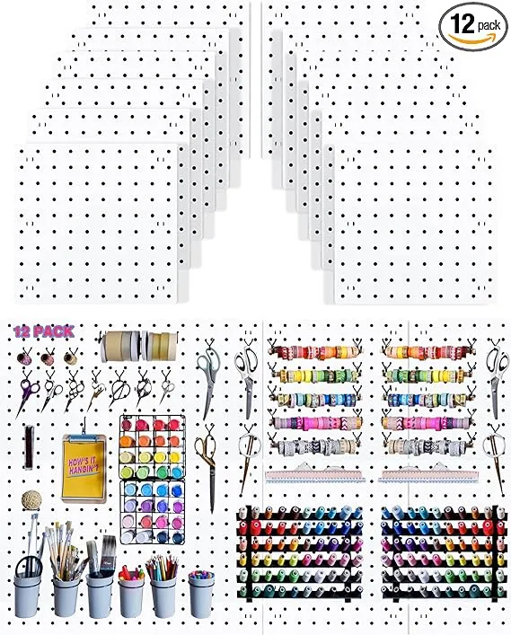 8 Pack Pegboard, Peg Boards, Peg Boards for Walls, Pegboard Wall Organizer, Small Pegboard 10" x 10", Pegboard Plastic Panels for Craft Room, Organizer, Storage, Workbench, Study Room