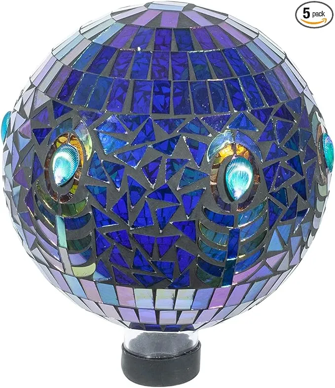 Echo Valley Products 8243 Translucent Peacock Mosaic Gazing Globe Outdoor Décor for Lawns and Gardens, Blue, 10 inches