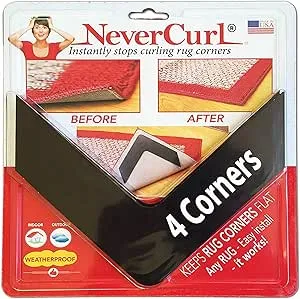 Iprimio NeverCurl's Best V Shape Design to Instantly Stops Rug Corner Curling. Safe for Wood Floors