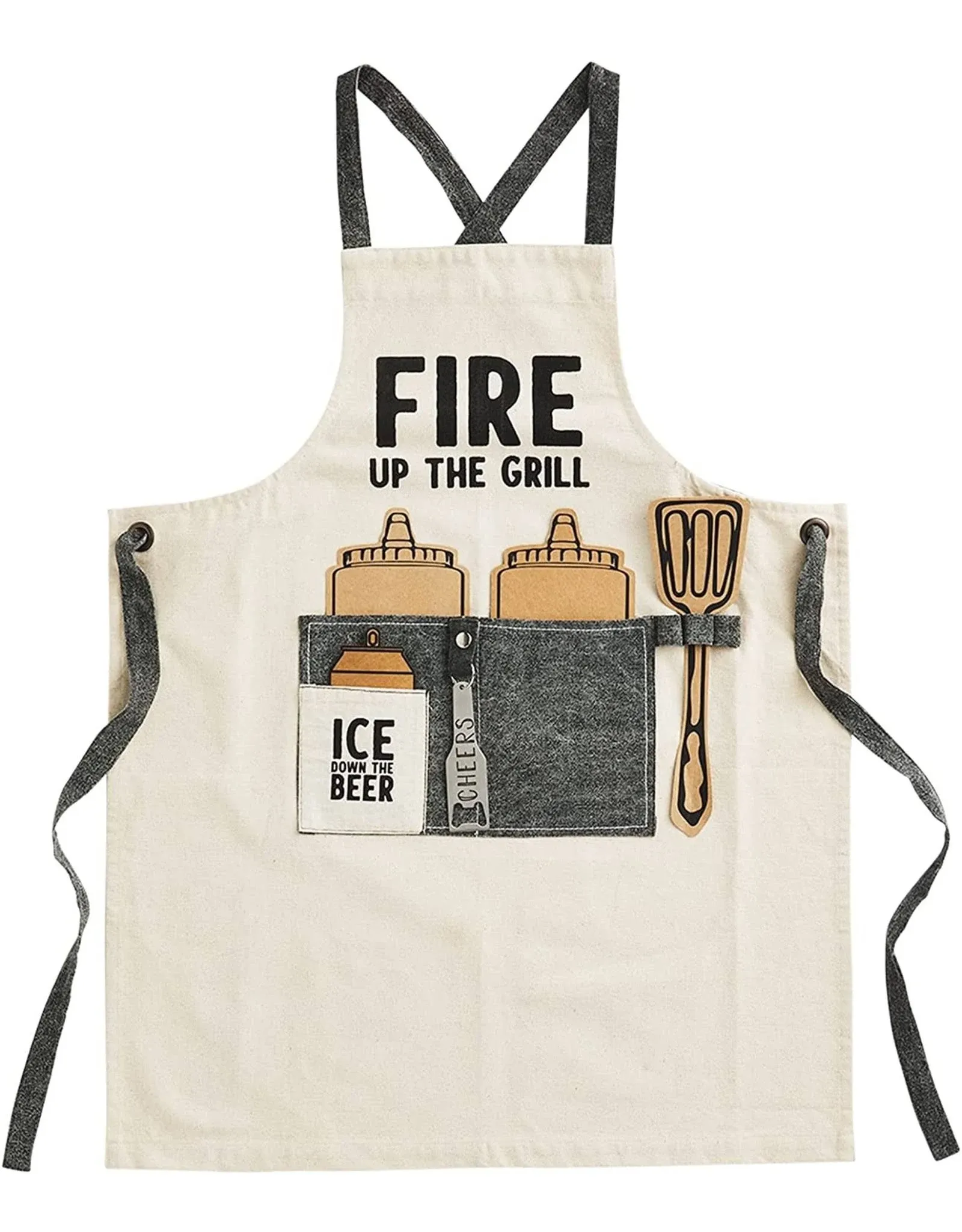 Mud Pie, 34" x 27" Grilling Apron, Circa, CREAM