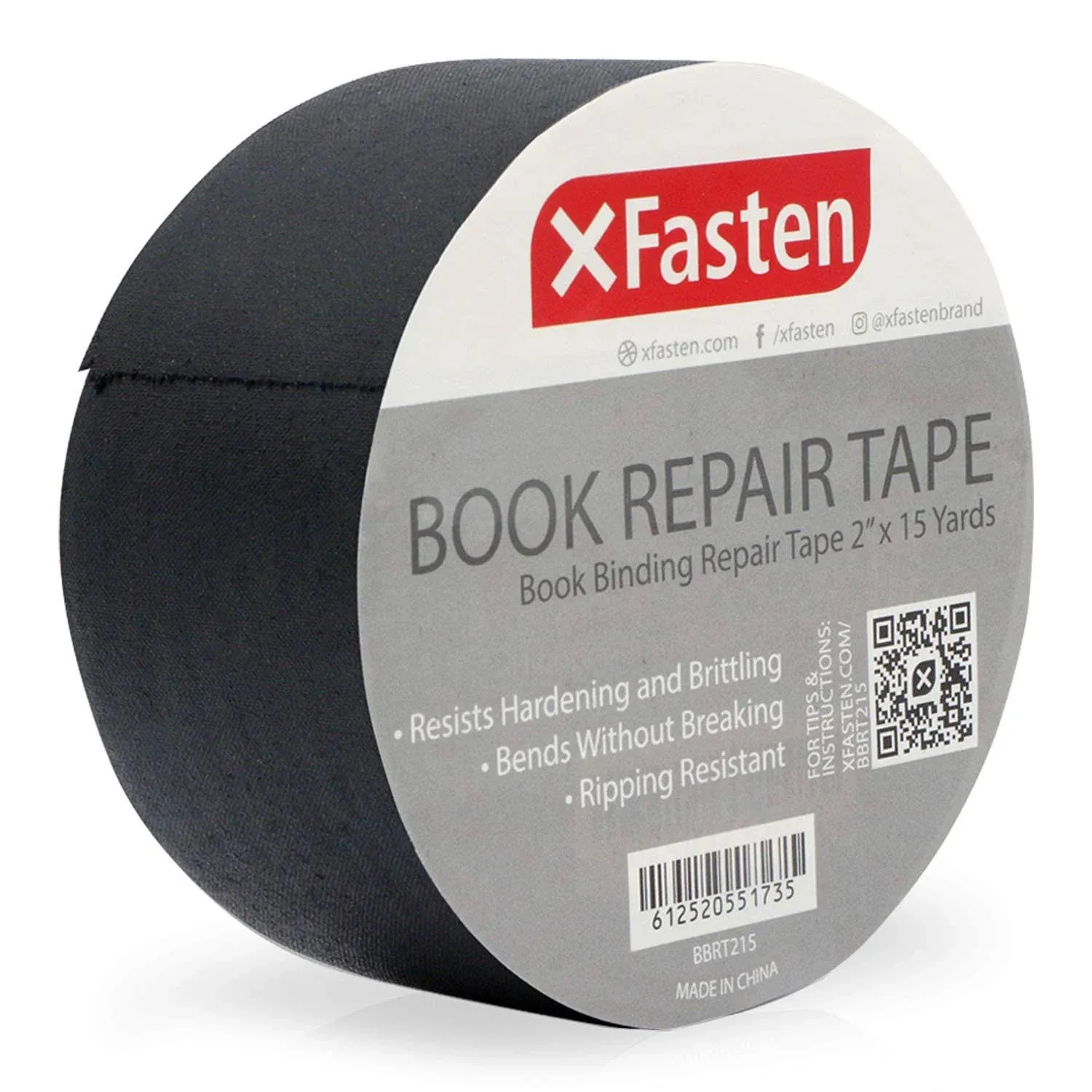 XFasten Book Binding Repair Tape, Black, 2-Inch by 15-Yard, Cloth Library Book ...