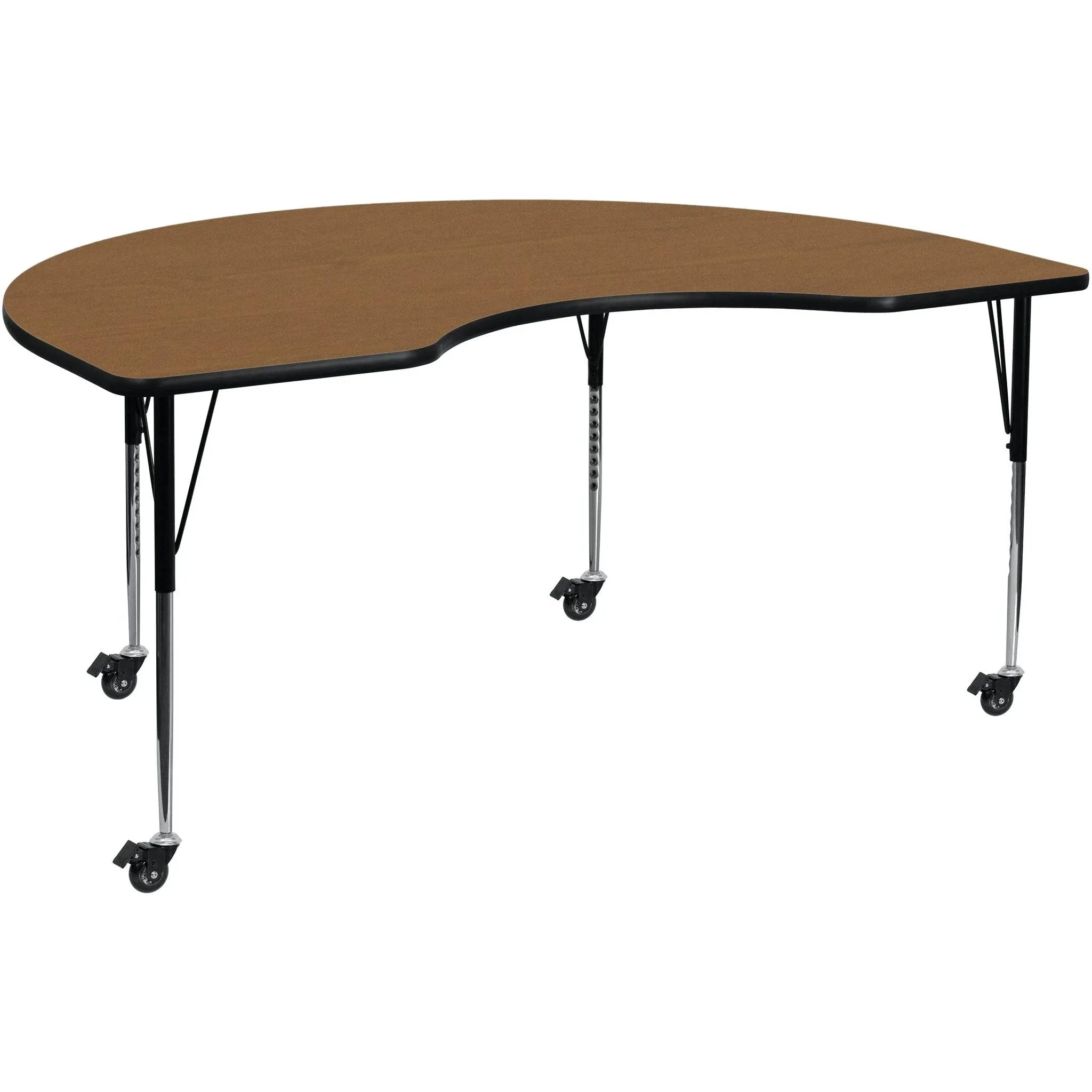 Flash Furniture Mobile 48''W x 72''L Kidney Oak Thermal Laminate Activity Table ...