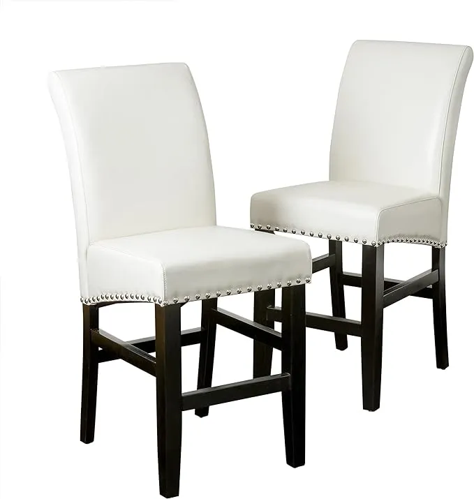 Christopher Knight Home Lisette Leather Counter Stools, 2-Pcs Set, Ivory