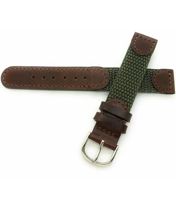 16mm Canvas Nylon Leather Watch Band Swiss Army Style