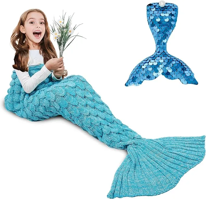 Kitchen + Home Mermaid Tail Blanket - Crochet Mermaid Pattern Knitted Sleeping ...