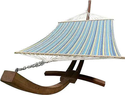 Petra Leisure 14 ft. Wooden Arc Hammock Stand + Deluxe Hand Woven Bohemian Chic ...