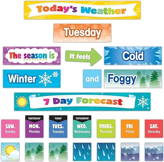 Teacher Created Resources Colorful Weather Pocket Chart Cards