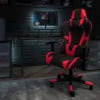 Emma + Oliver Black Gaming Desk & Chair Set with Cup Holder Headphone Hook and Monitor Stand