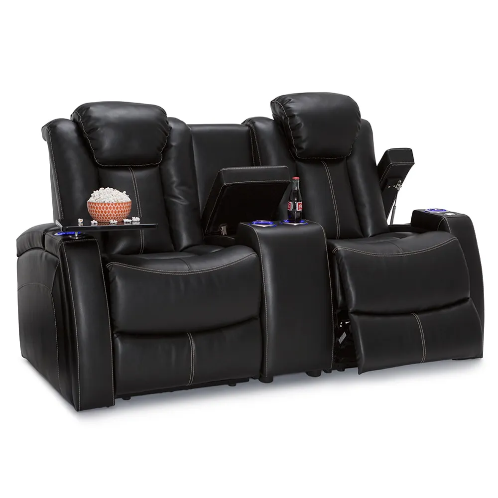 Seatcraft Omega Leather Gel Home Theater Power Recline Loveseat