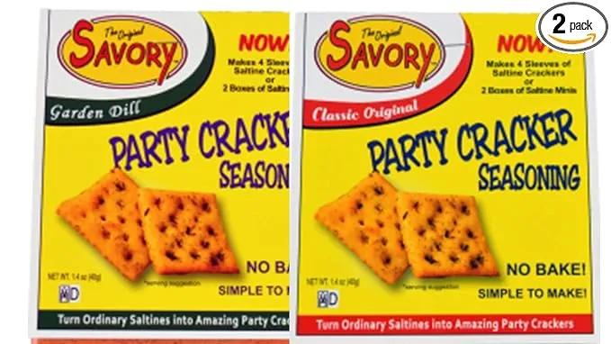 Savory Saltine 2-Pack - 1 Garden Dill, 1 Classic Original Plus 2 Large Double Sealed Zip Top Bags