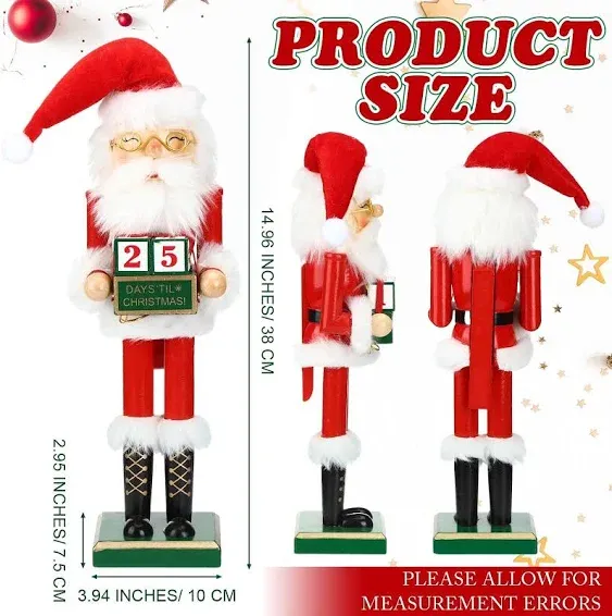 Karenhi Christmas Wooden Nutcracker 15 Inch Traditional Christmas Nutcracker ...