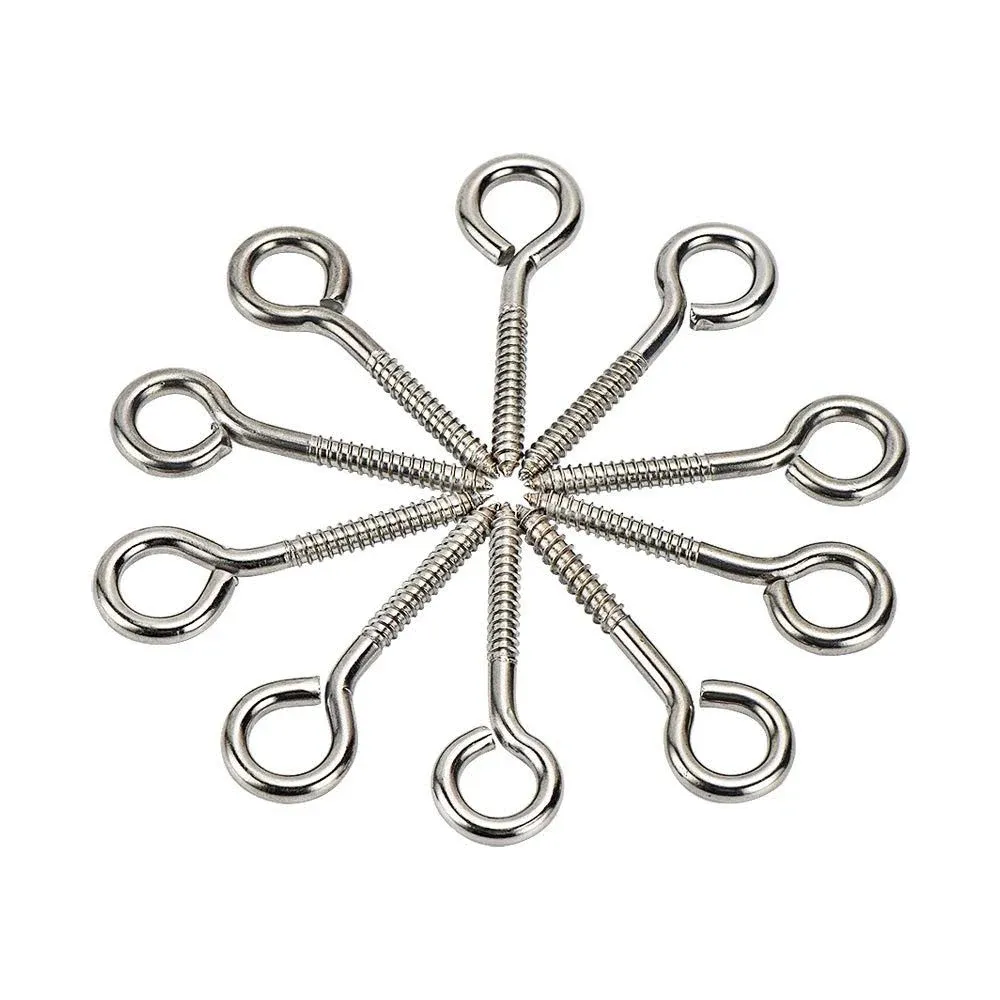 HOME MASTER HARDWARE Stainless Steel Eye Hooks, 10 Pack, Heavy Duty, Rust Resistant, 4.25 Inch, Indoor Outdoor Use