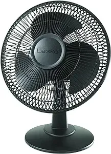 Lasko 12&#034; 3-Speed Oscillating Table Fan with Tilt Back Head, 16.5&#034; H, Black,New