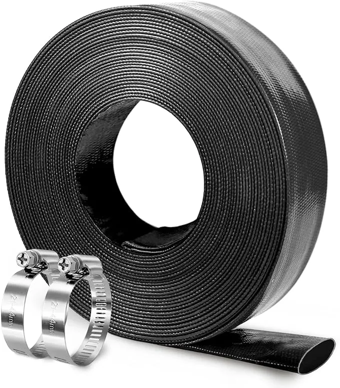 Water Discharge Backwash Pool Hose 1-1/2" 1.5" in inch x 100 FT Lay-Flat Black  | eBay