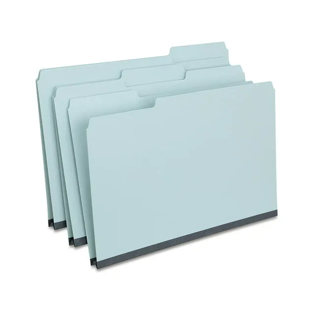 Staples 60% Recycled Heavyweight File Folders, 1/3-Cut Tab, Legal Size, Light Blue, 25/Box (ST621318)