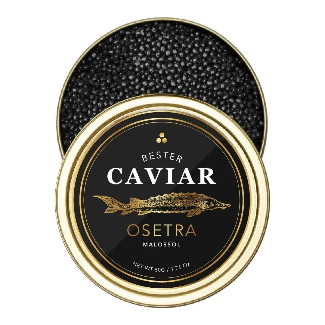 Overnight Guaranteed, Bester Premium Osetra Sturgeon Black Caviar - (1.76 oz (50g ...