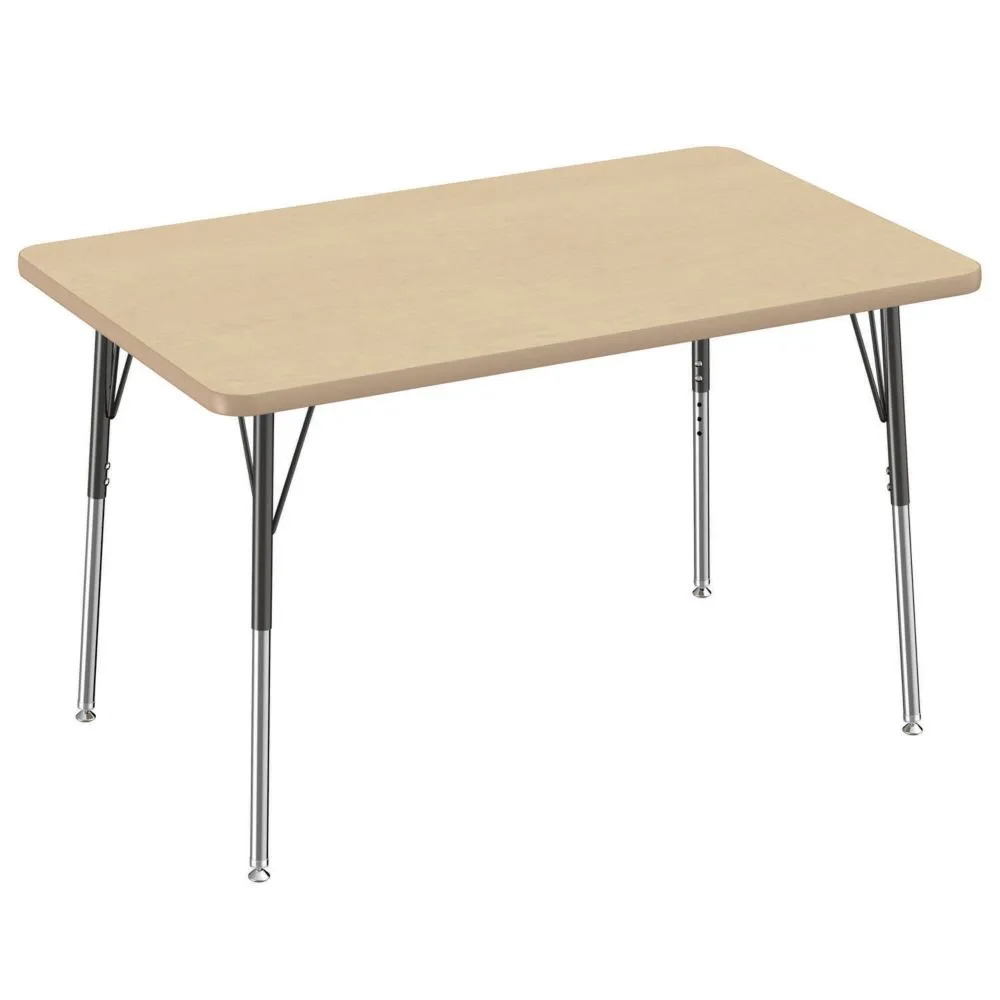 Factory Direct Partners 30 x 48 in Rectangle T-Mold Adjustable Activity Table with Standard Ball Glide Legs - Gray/Blue