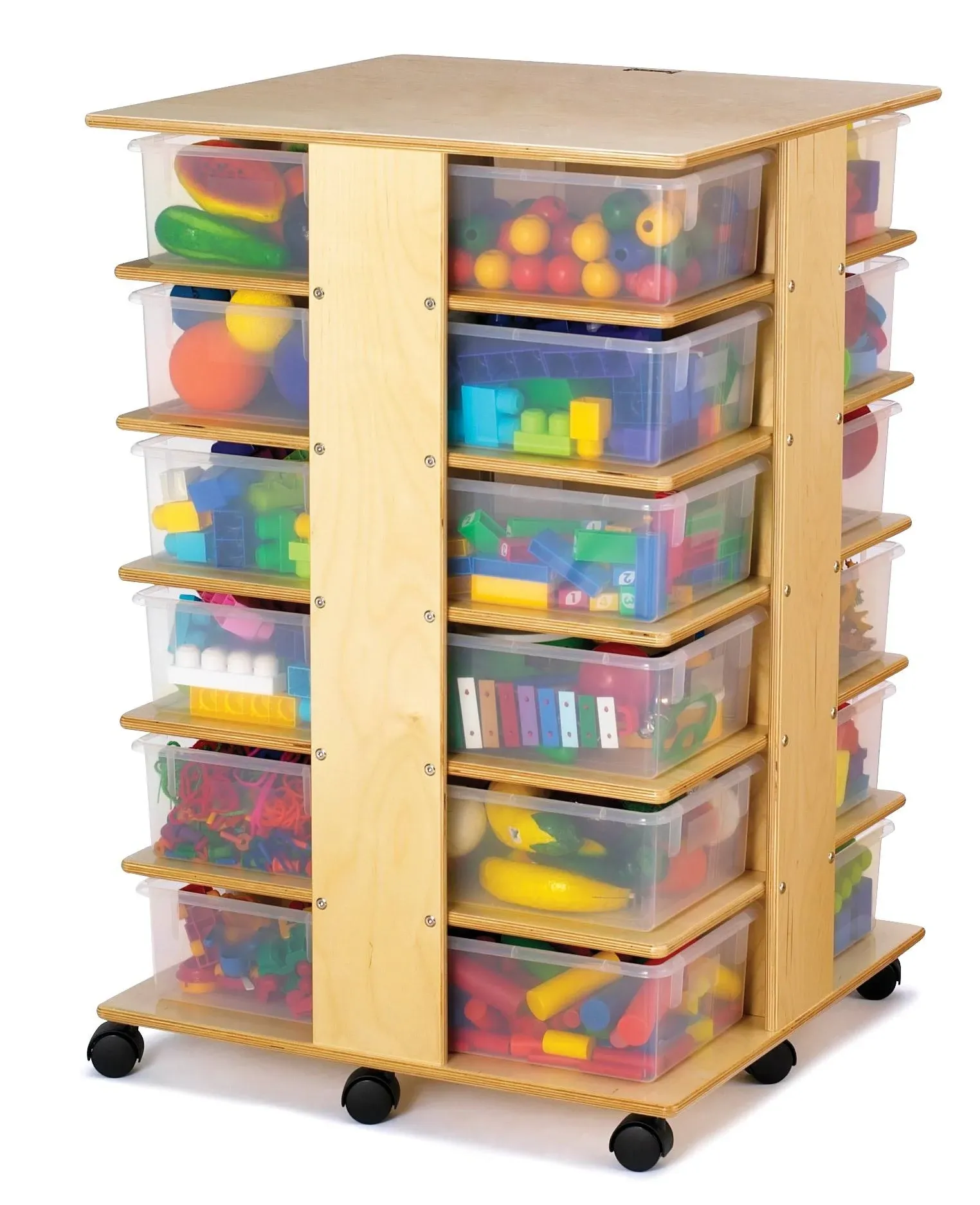 Jonti-Craft Mobile Cubby Storage Tower - 24 Cubbies with Clear Tubs (Jonti-Craft JON-03640JC)