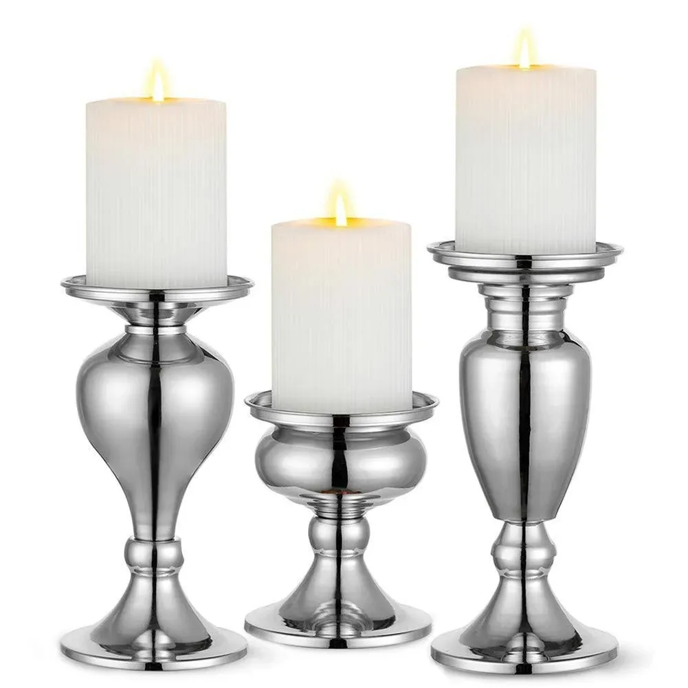 Sziqiqi Metallic Pillar Candleholder Set for Candle Centerpieces, Table Mantel ...