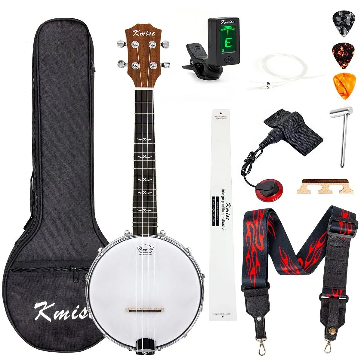 Banjo Ukulele Concert Size 23 inch with Bag Tuner Strap Strings Pickup Picks ...