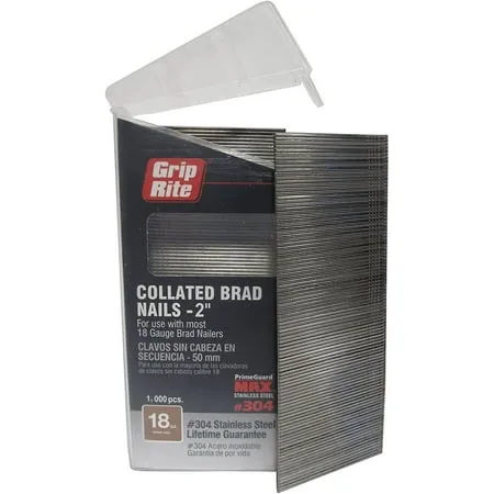 Grip Rite GRF182M, 2&#034; Collated Brad Nails, 18 ga., 1000 pcs., FREE SHIPPING 