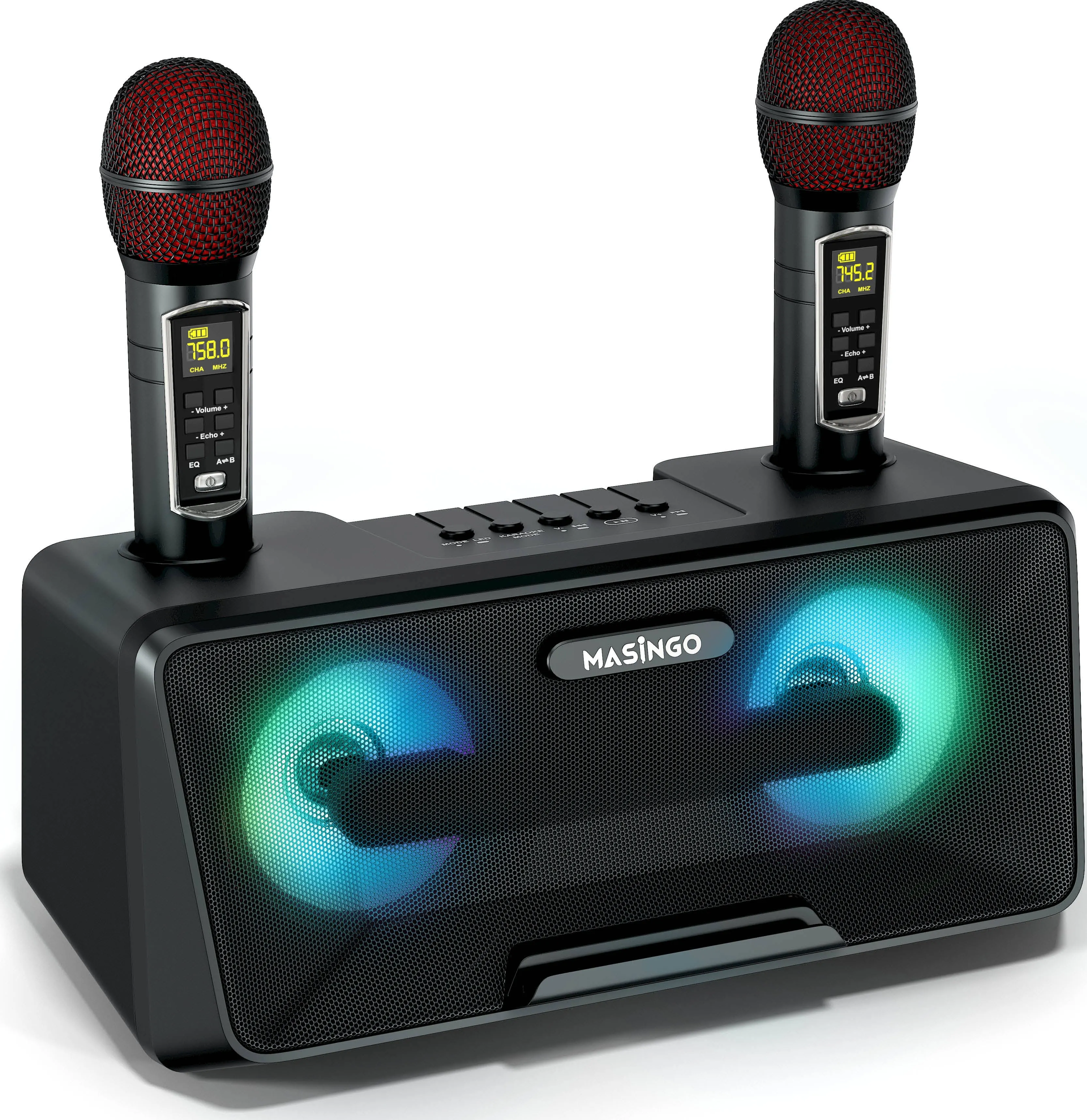 Masingo Karaoke Machine for Adults and Kids with Portable Bluetooth Speakers, 2 ...