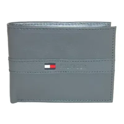 Tommy Hilfiger Men's Leather Ranger Passcase Bifold Wallet, Grey