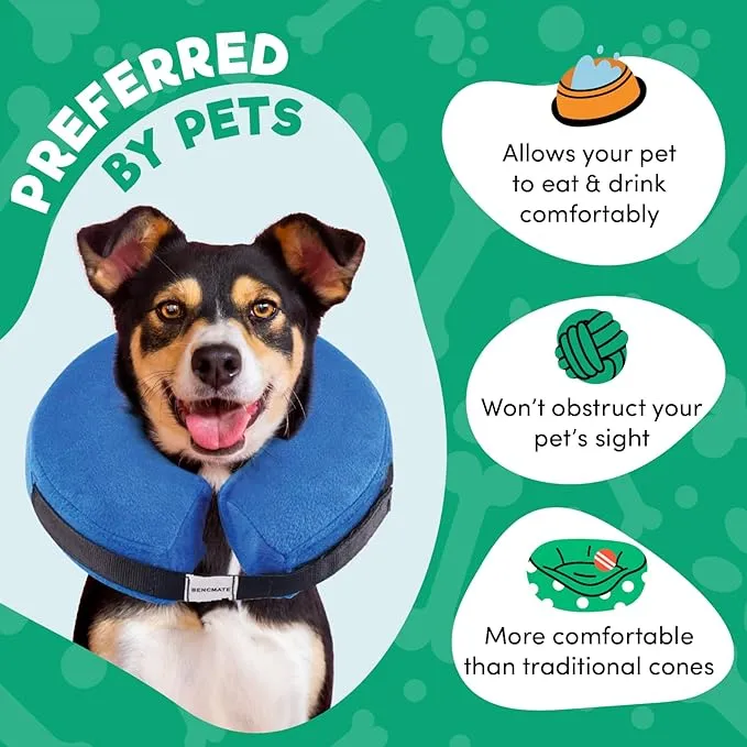 BENCMATE Protective Inflatable Collar for Dogs and Cats - Soft Pet Recovery