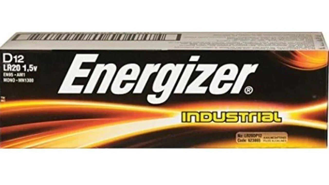 Energizer D Alkaline Industrial Batteries1.5v Box of 12