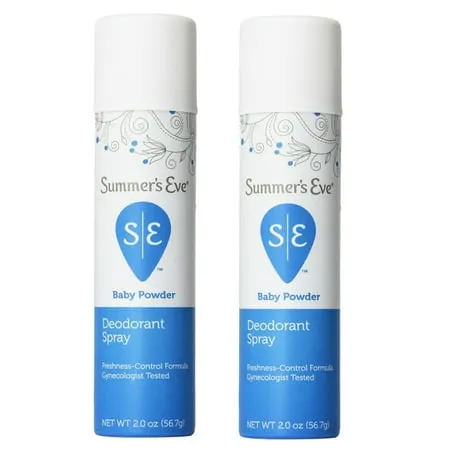 Summer s Eve Feminine Deodorant Spray Baby Powder - 2 oz (Pack of 2)