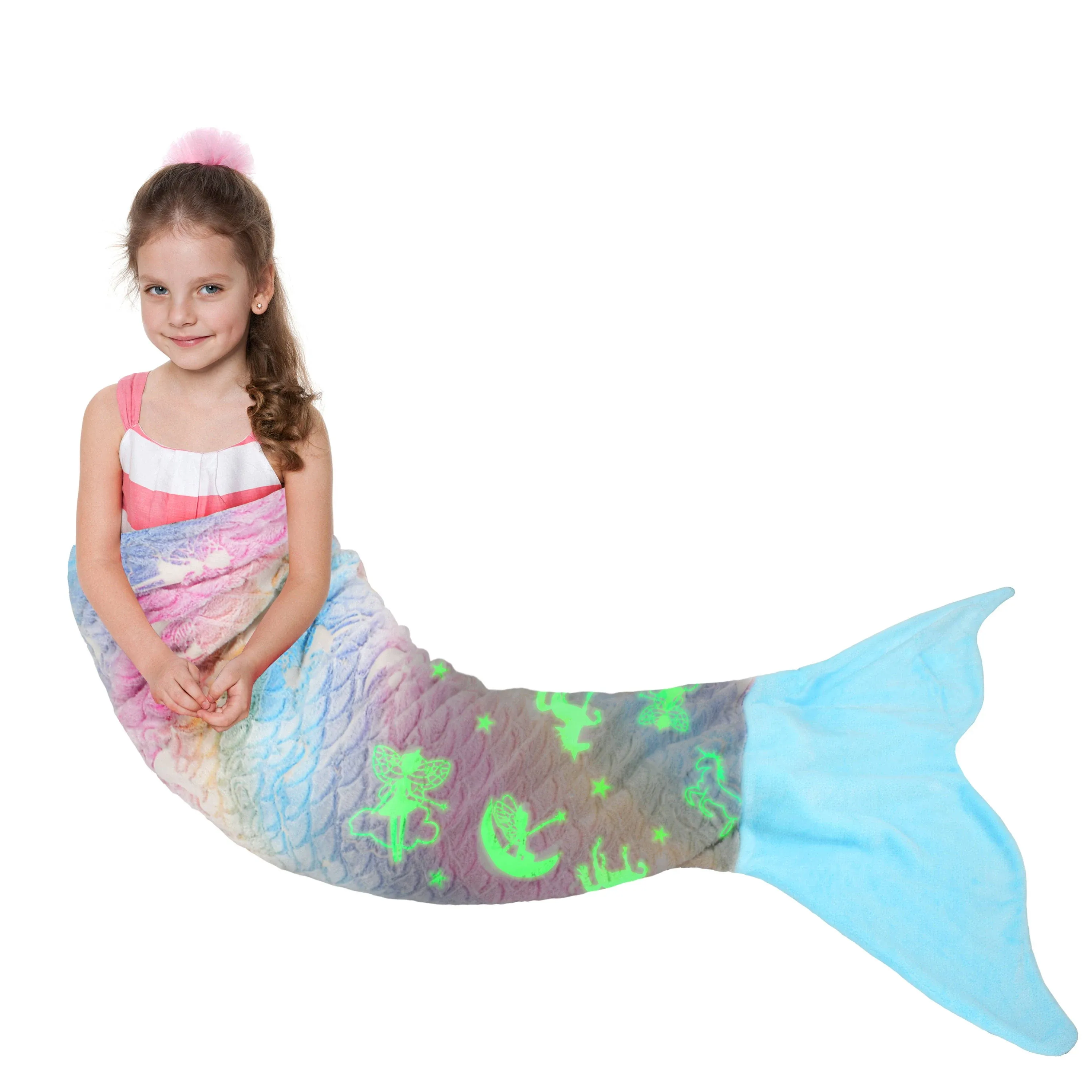 Catalonia Mermaid Tail Blanket for Girls, Glow in The Dark Mermaid Sleeping Bag ...