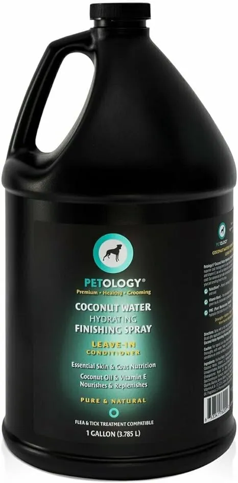 Coconut Water Hydrating Leave in Conditioner Finishing Spray for Pets, 1 Gallon - for Dogs and Cats, Natural, Aids Brushing and Combing, Use on Dogs or Cats, Coconut Oil and Water Infused