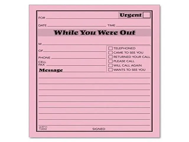 TOPS While You Were Out One-Sided Note Pads, 4.25 x 5.5 Inches, Pink, 50 Sheets per Pad, 12 Pads per Pack (3002P)