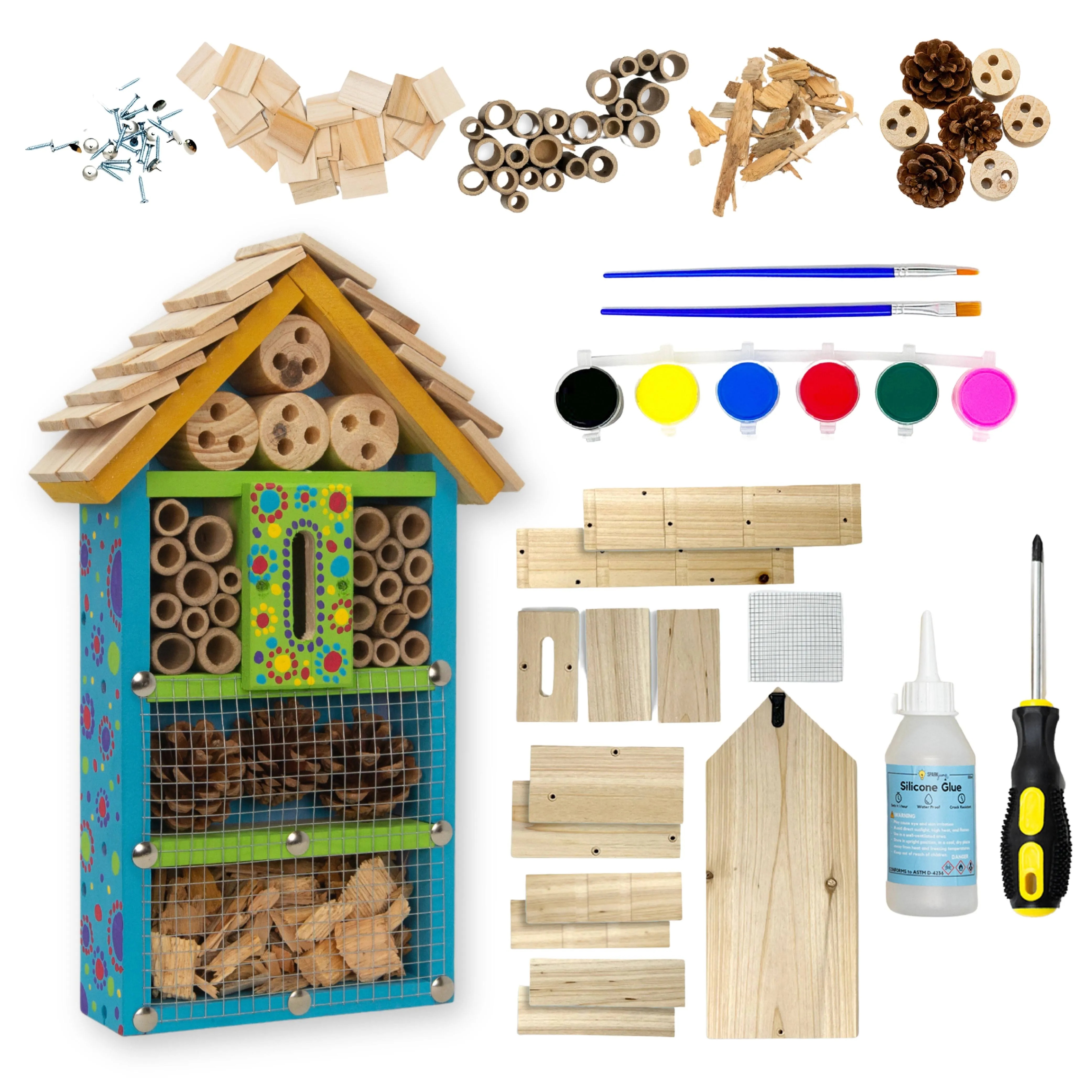 Spark Jump Premium Bug Hotel Kit DIY Solid Cedar Wood Craft Kit for Building Your Own Bee Hotel, Lady Bug House, or Ma